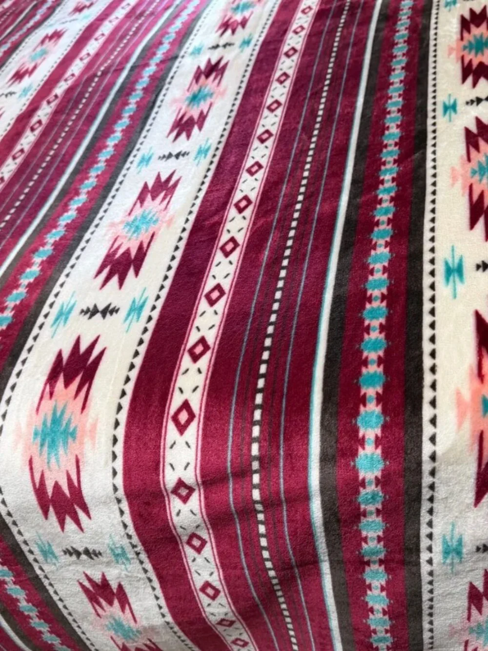 Burgundy Southwestern Stripe Aztec Tribal Throw Blanket - Home Bedding